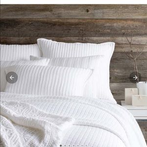 Pine cone hill white queen coverlet with euros
